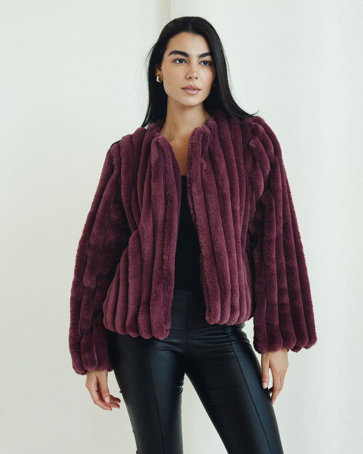The Royal Fur Jacket in Deep Berry