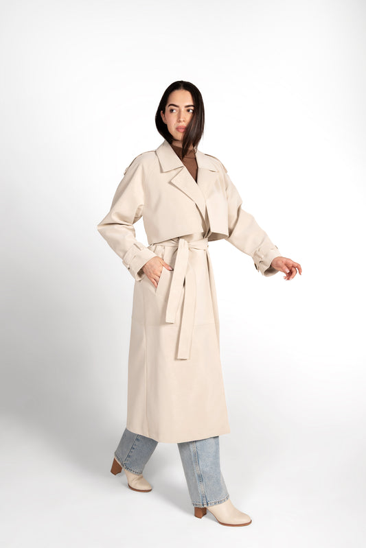 The Luxe Trench Coat In Cream