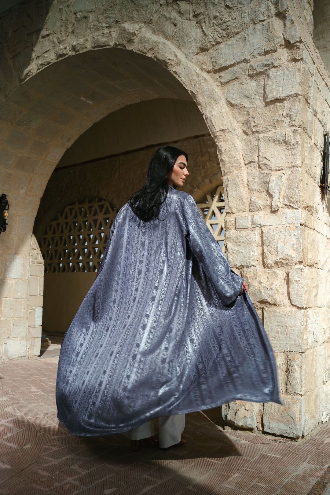 Emerald night cardigan in grey-olive