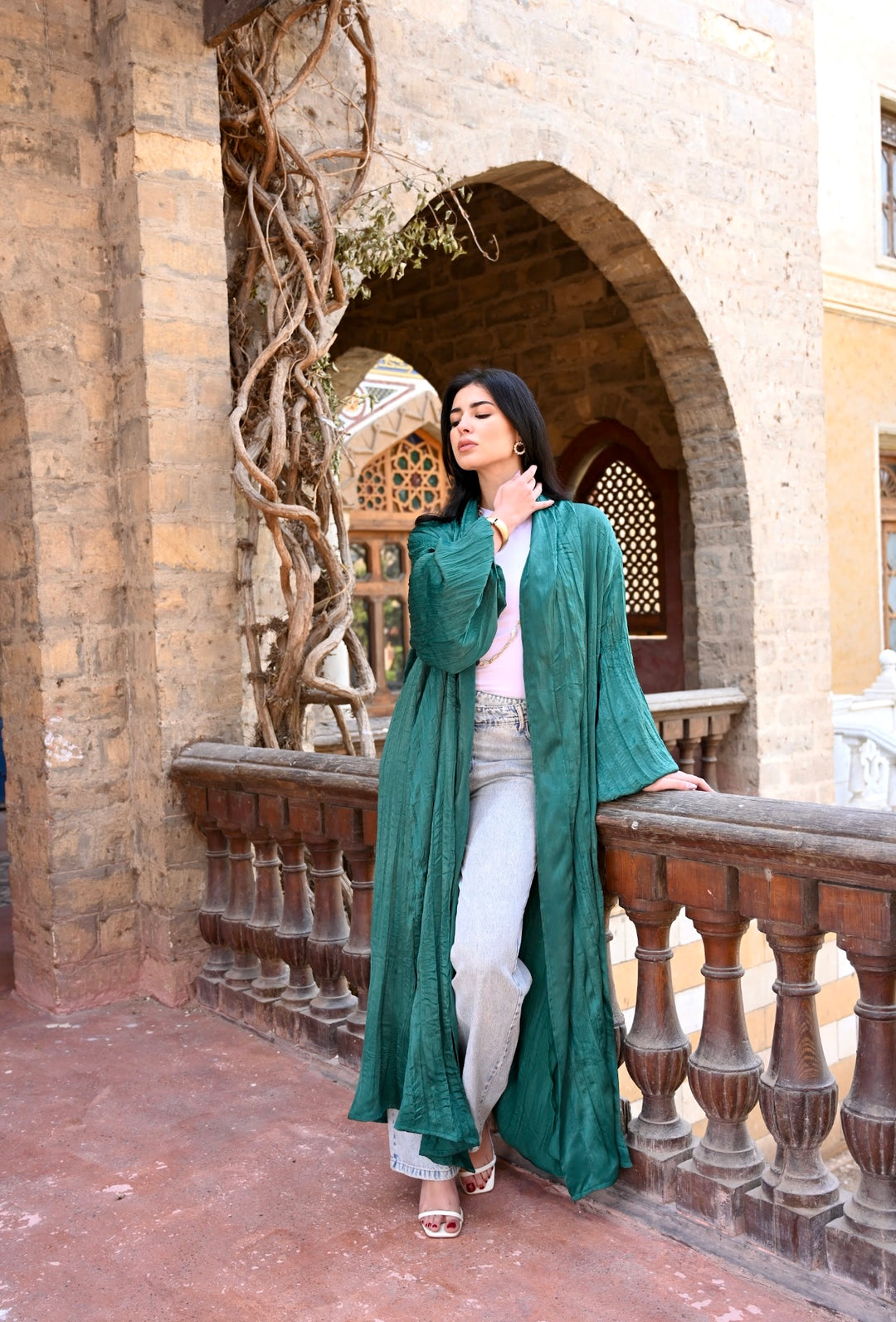 Khayal Cardigan In Emerald Green