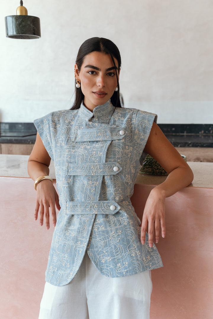 Daisy indigo vest