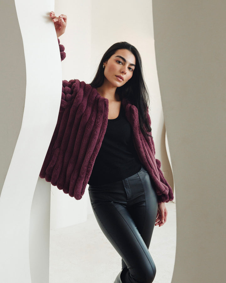 The Royal Fur Jacket in Deep Berry