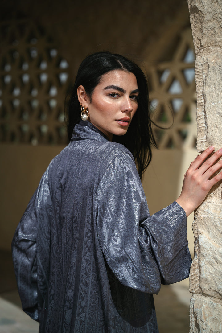 Emerald night cardigan in grey-olive