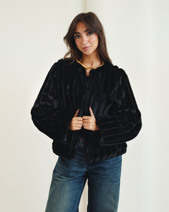 The Royal Fur Jacket in Black