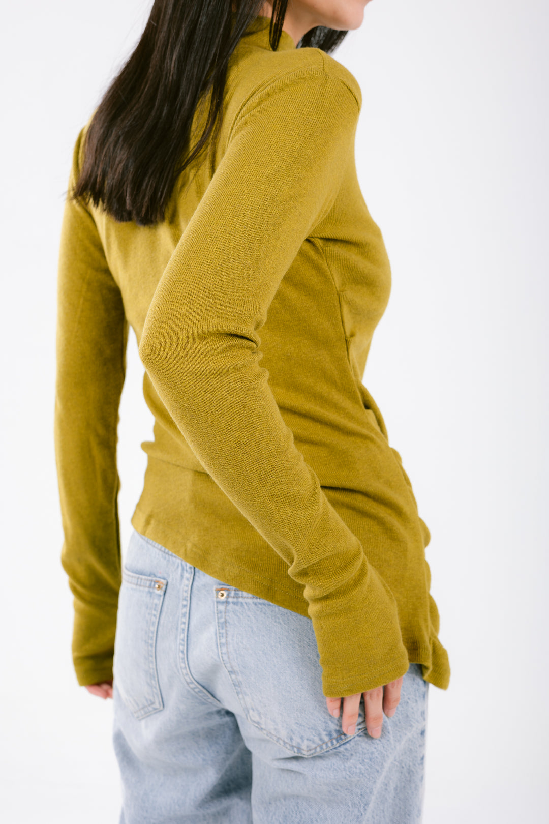 The Draped Soft Knit Top in lime