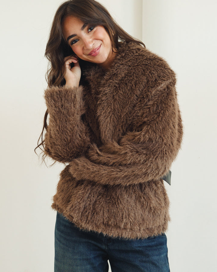 Wild Fur Jacket in Brown