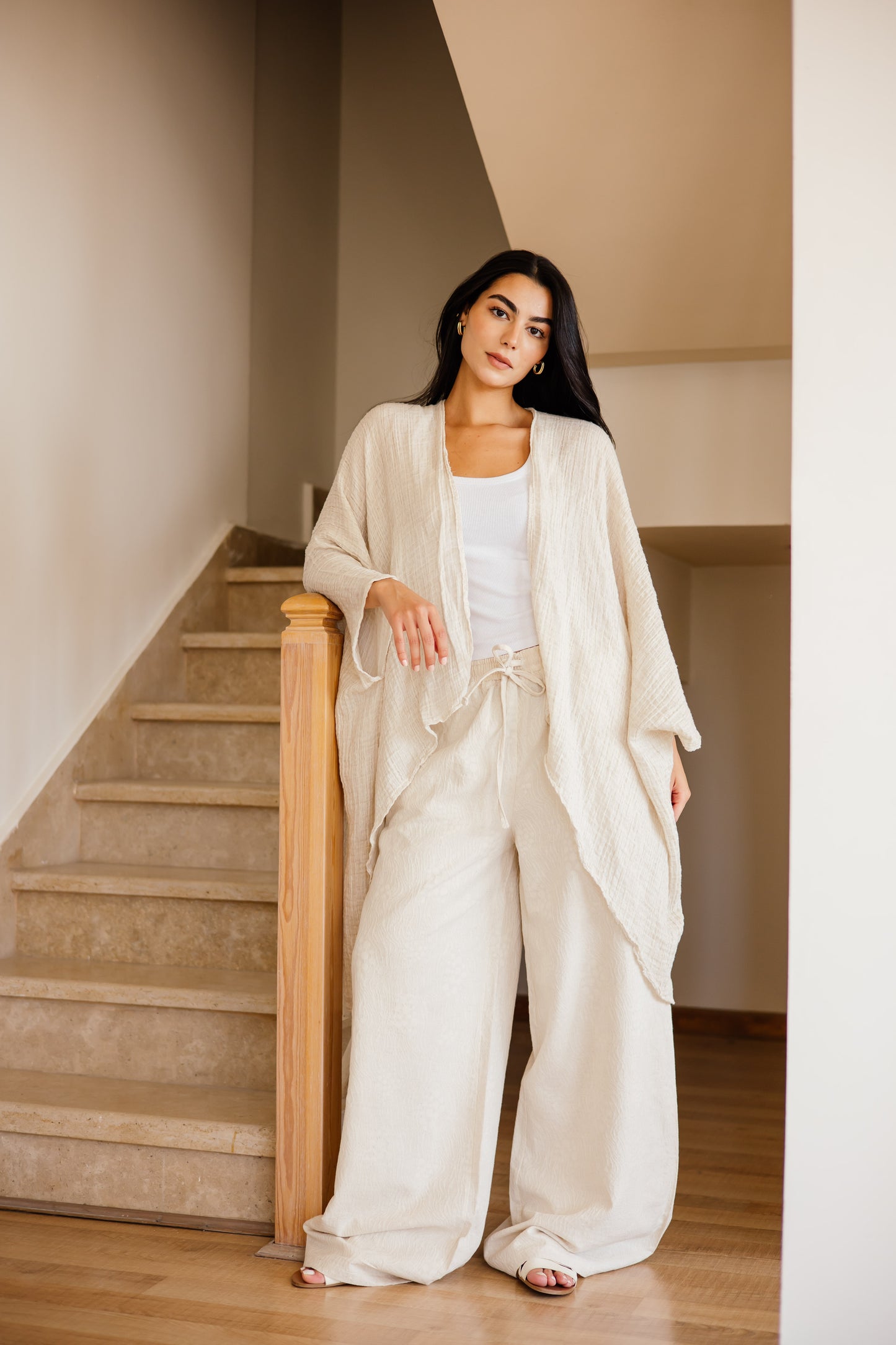 Threaded linen pants
