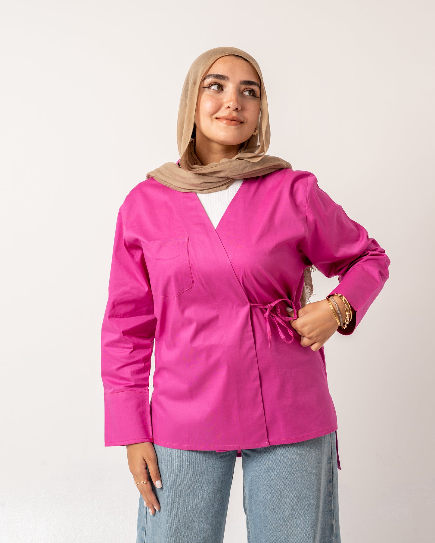 Wrap it up blouse in hot pink