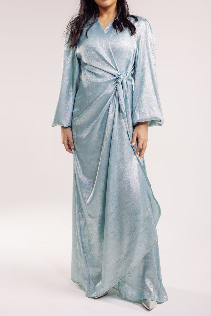 Shimmer Drape Gown in sky-blue