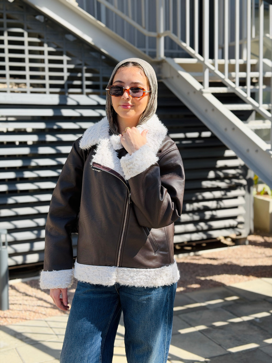 The Original Fur X Leather Jacket in Brown