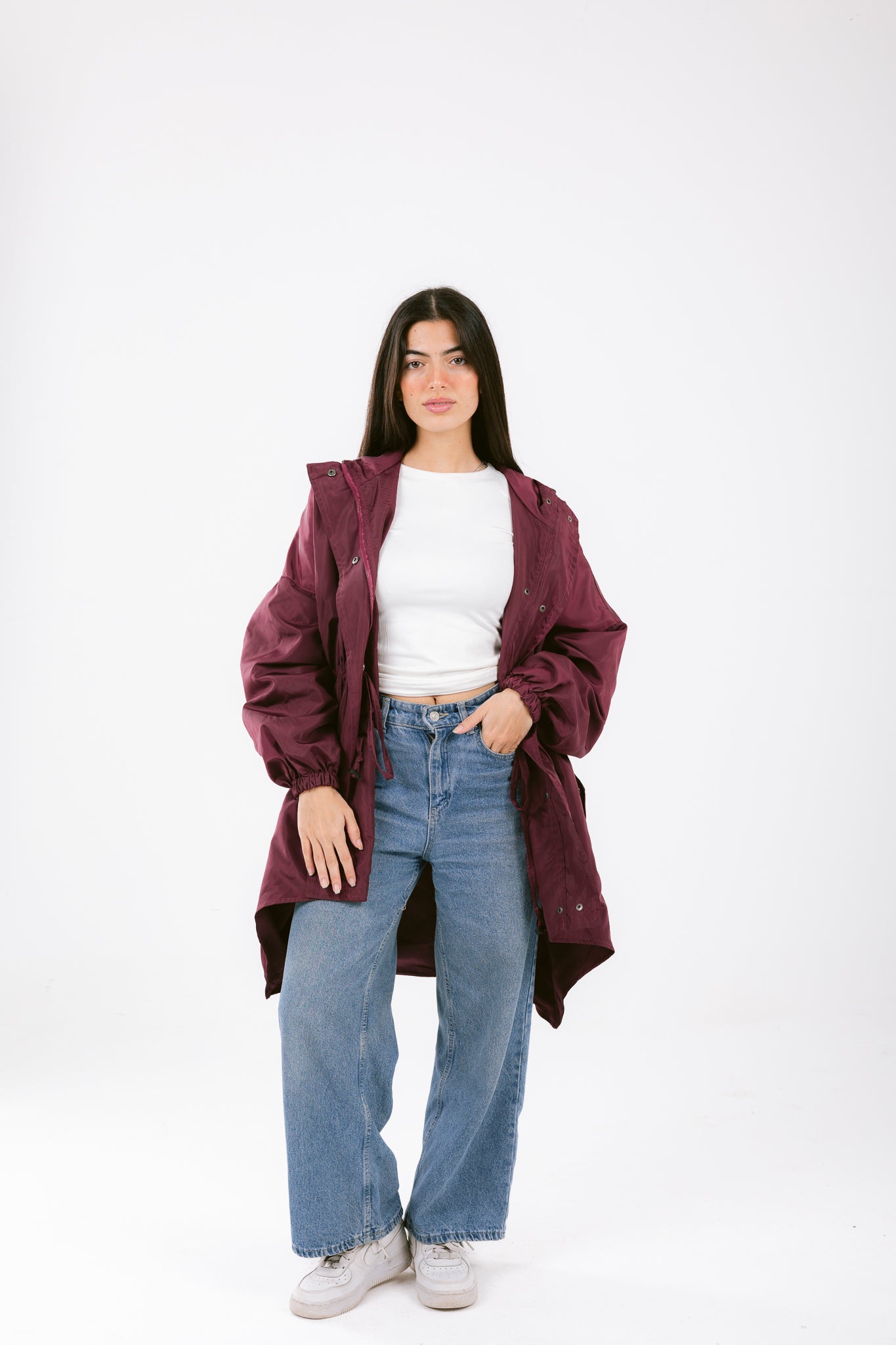 Windbreaker burgundy coat