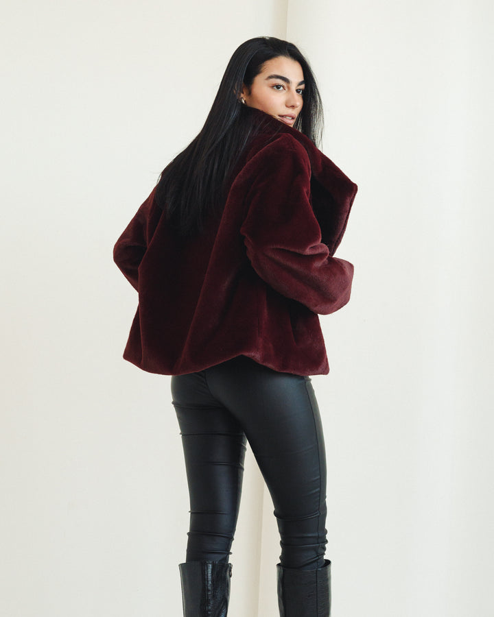 Soft Fur Jacket in Burgundy (Limited edition)