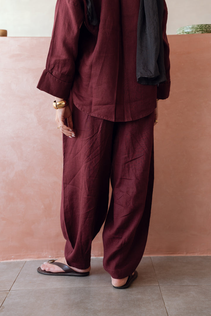 EASE BALLOON PANTS IN burgundy