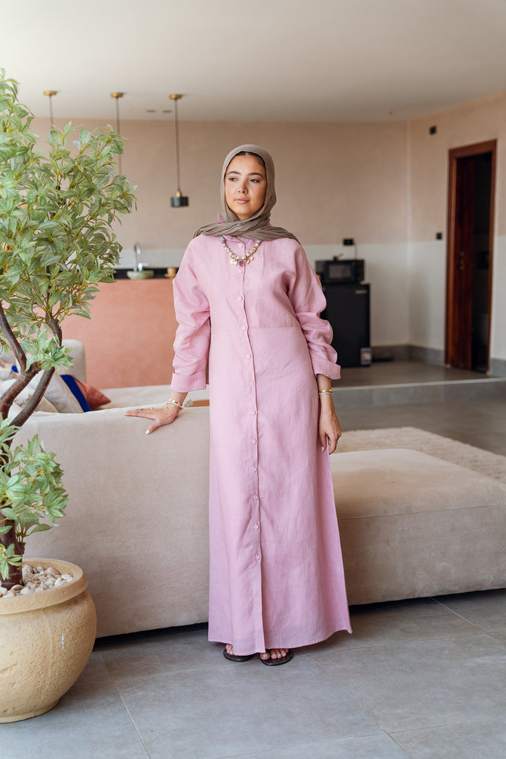 Pastel breeze linen dress in pink