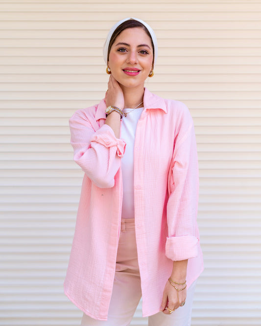 Fluffy shirt in bright pink