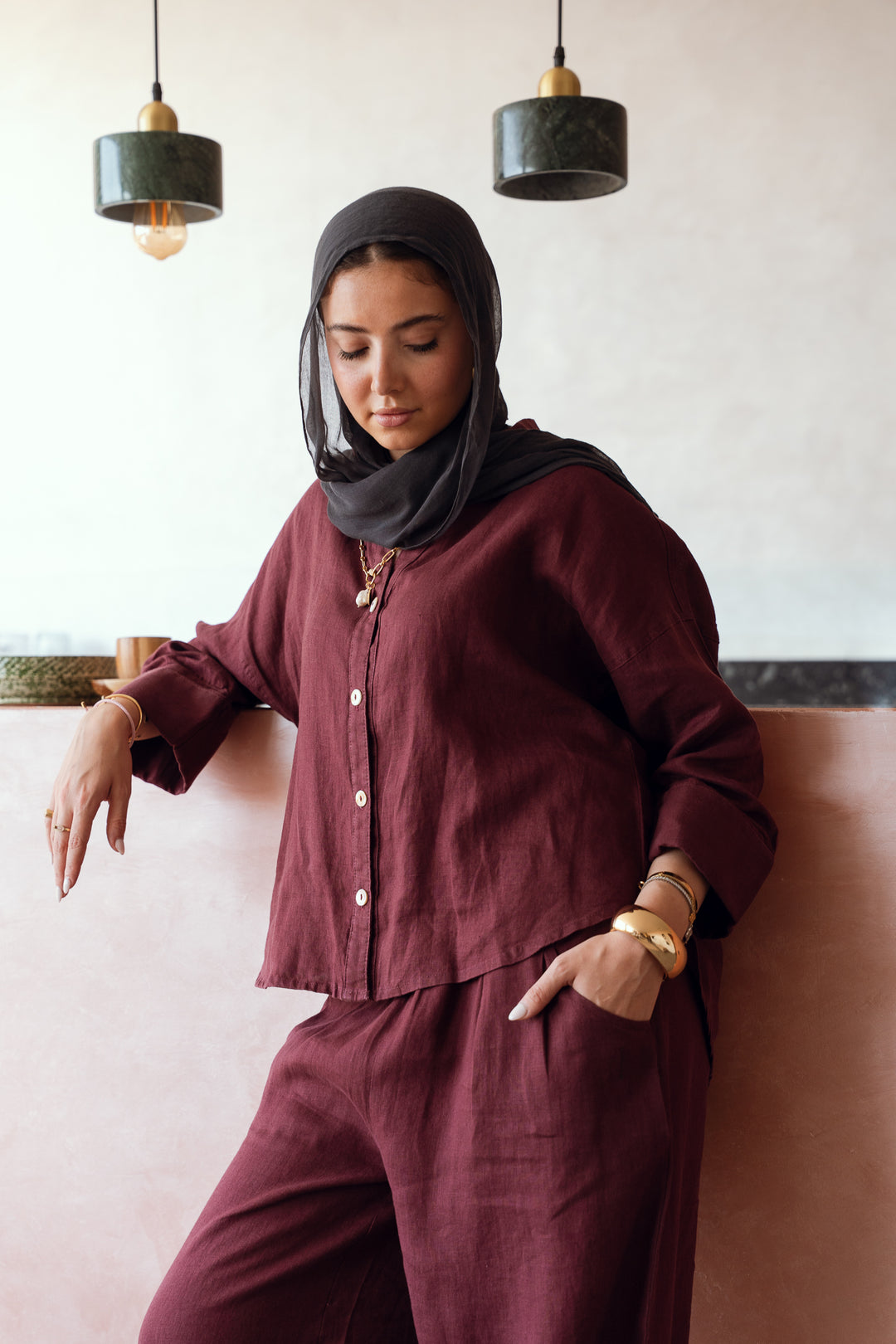 Loose muse shirt in burgundy