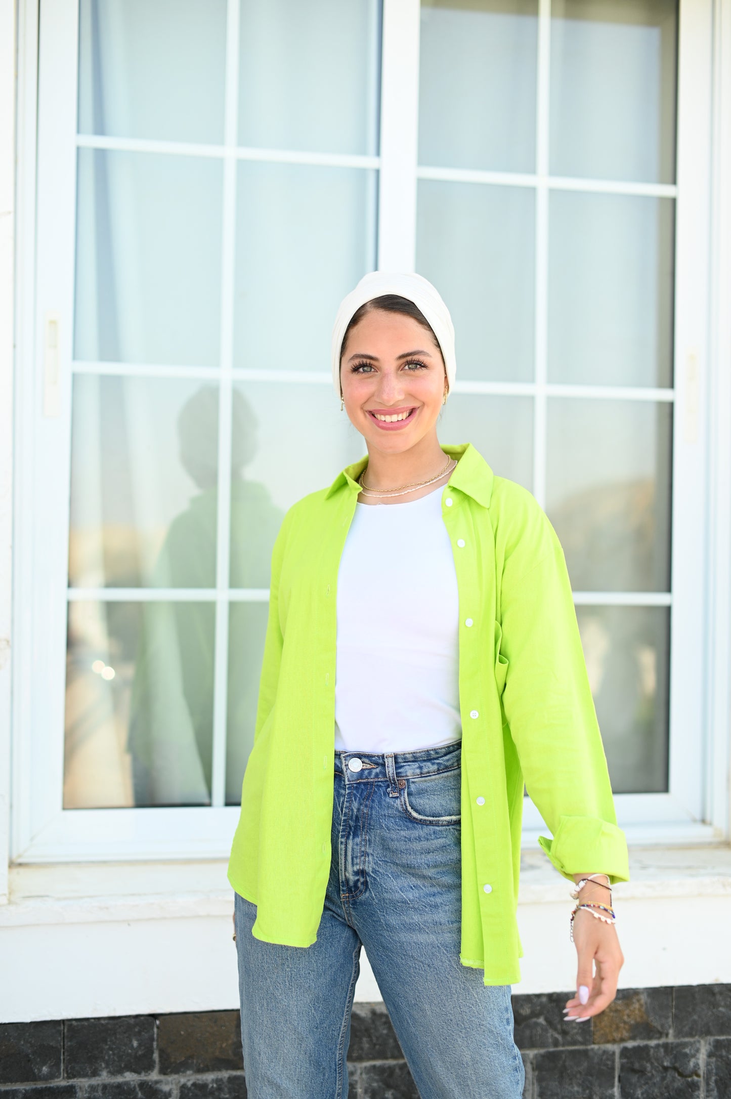 Linen lime green shirt