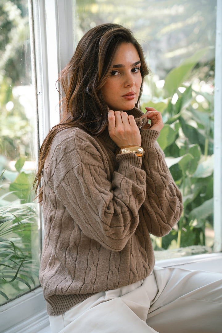 The Cable Knit Sweater in mocha