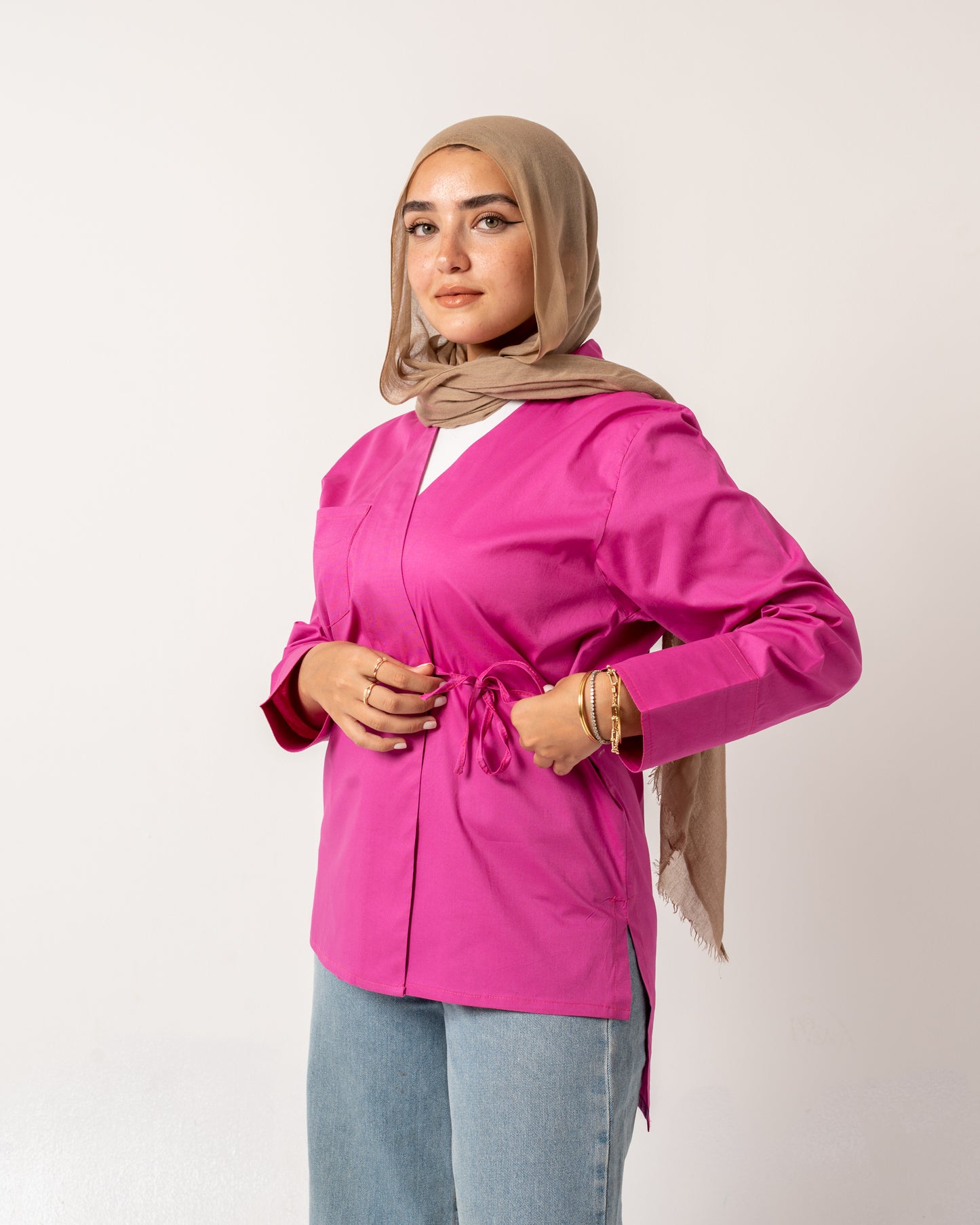 Wrap it up blouse in hot pink