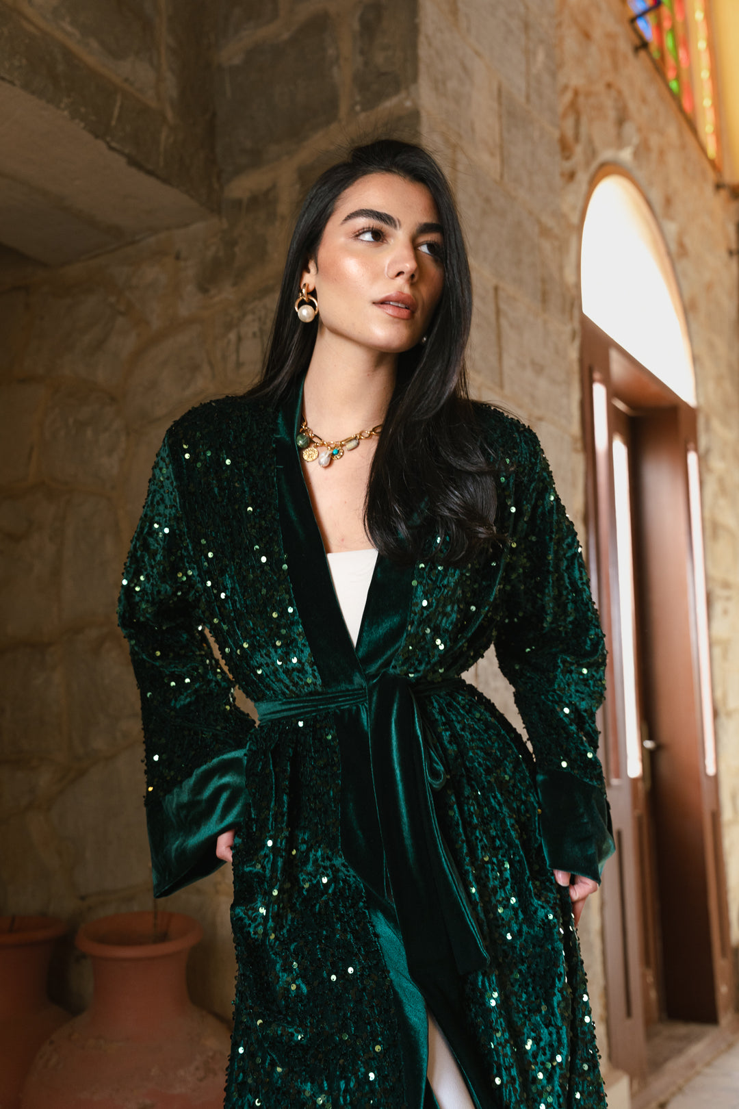 The Statement Velvet Cardigan – Emerald Green