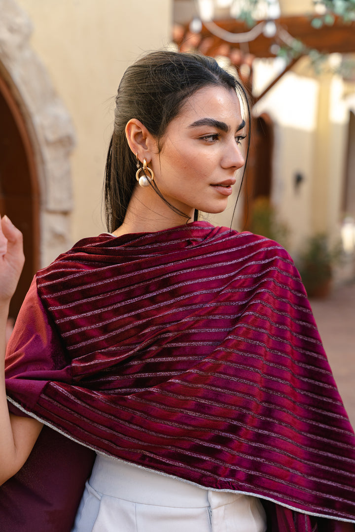 The Imperial Velvet Kaftan In Burgundy
