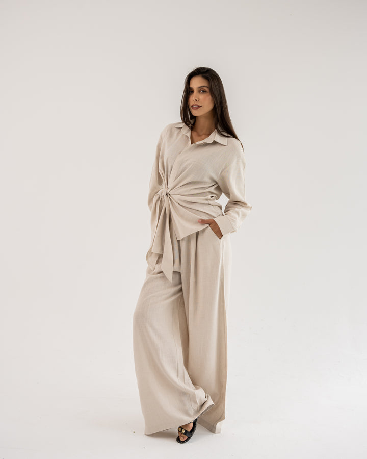 Duo Linen Set In Beige