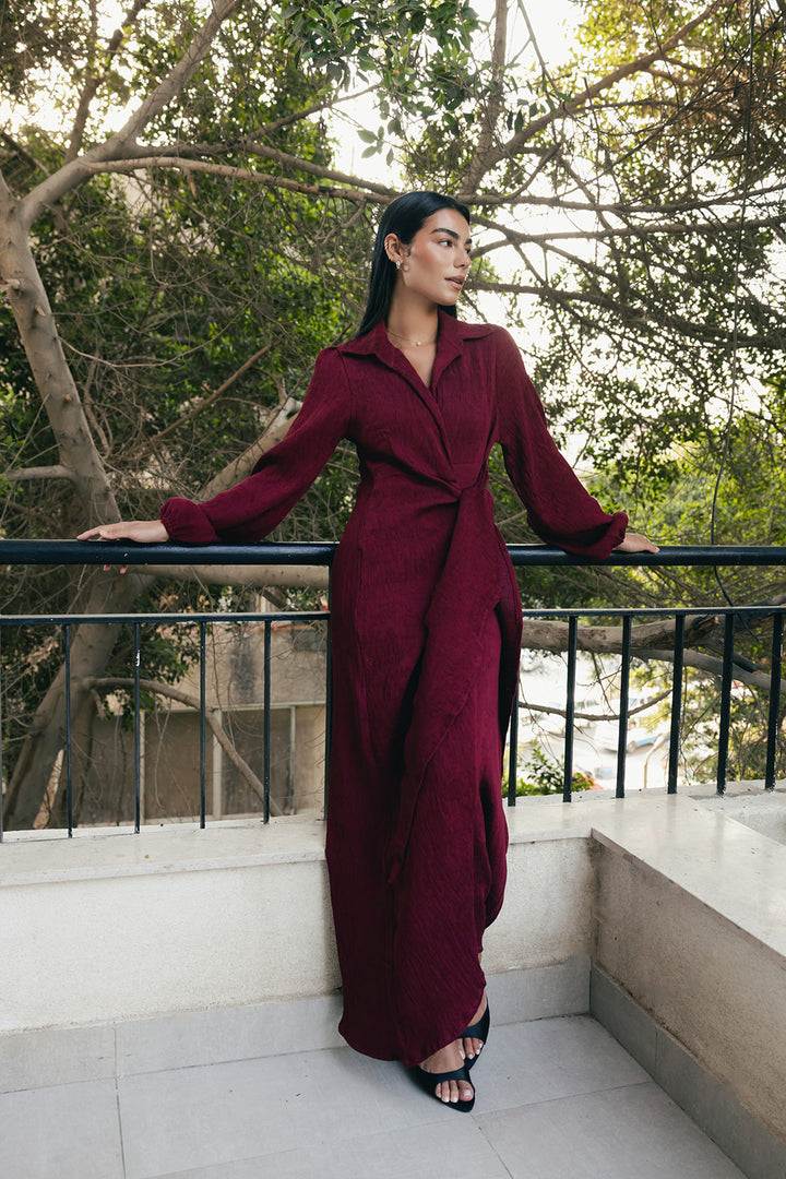 Serena-Air dress in wine red