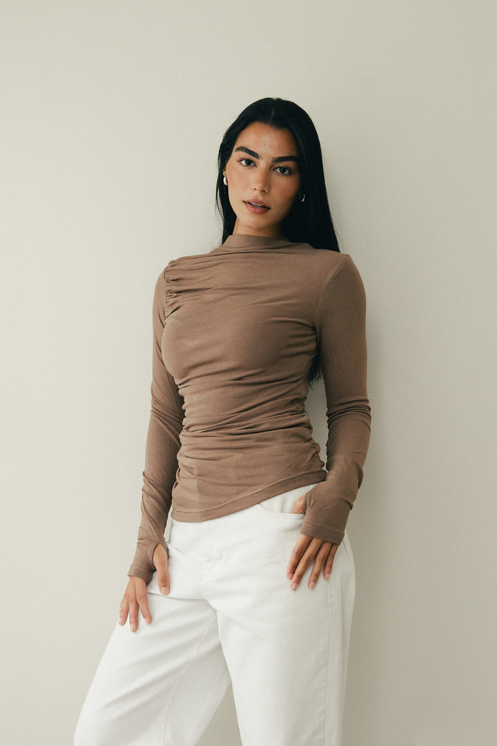 Draped top in nude