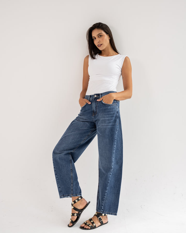 Baggy Barrel Mid Waist – Medium Wash