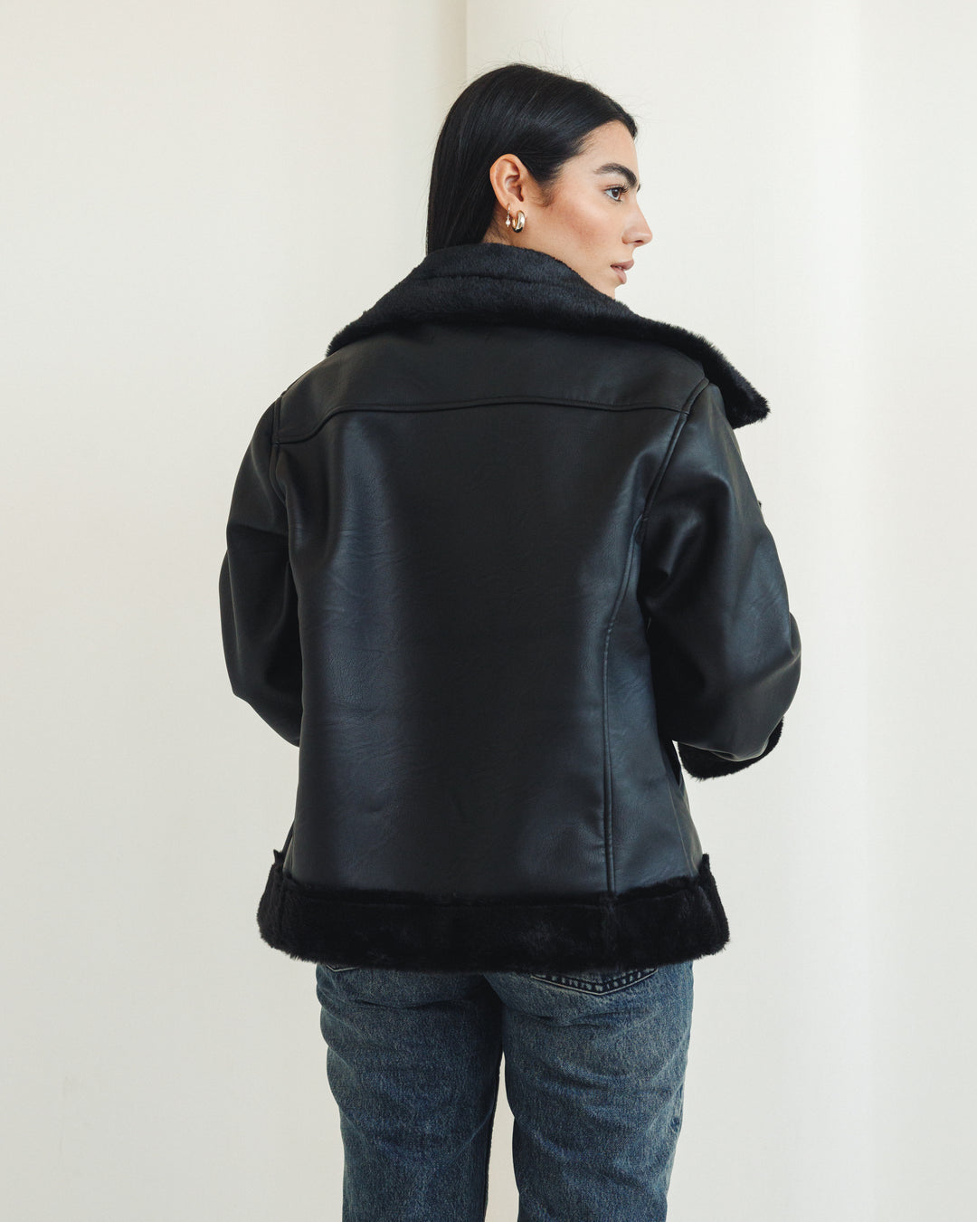 The Original Fur X Leather Jacket in Black