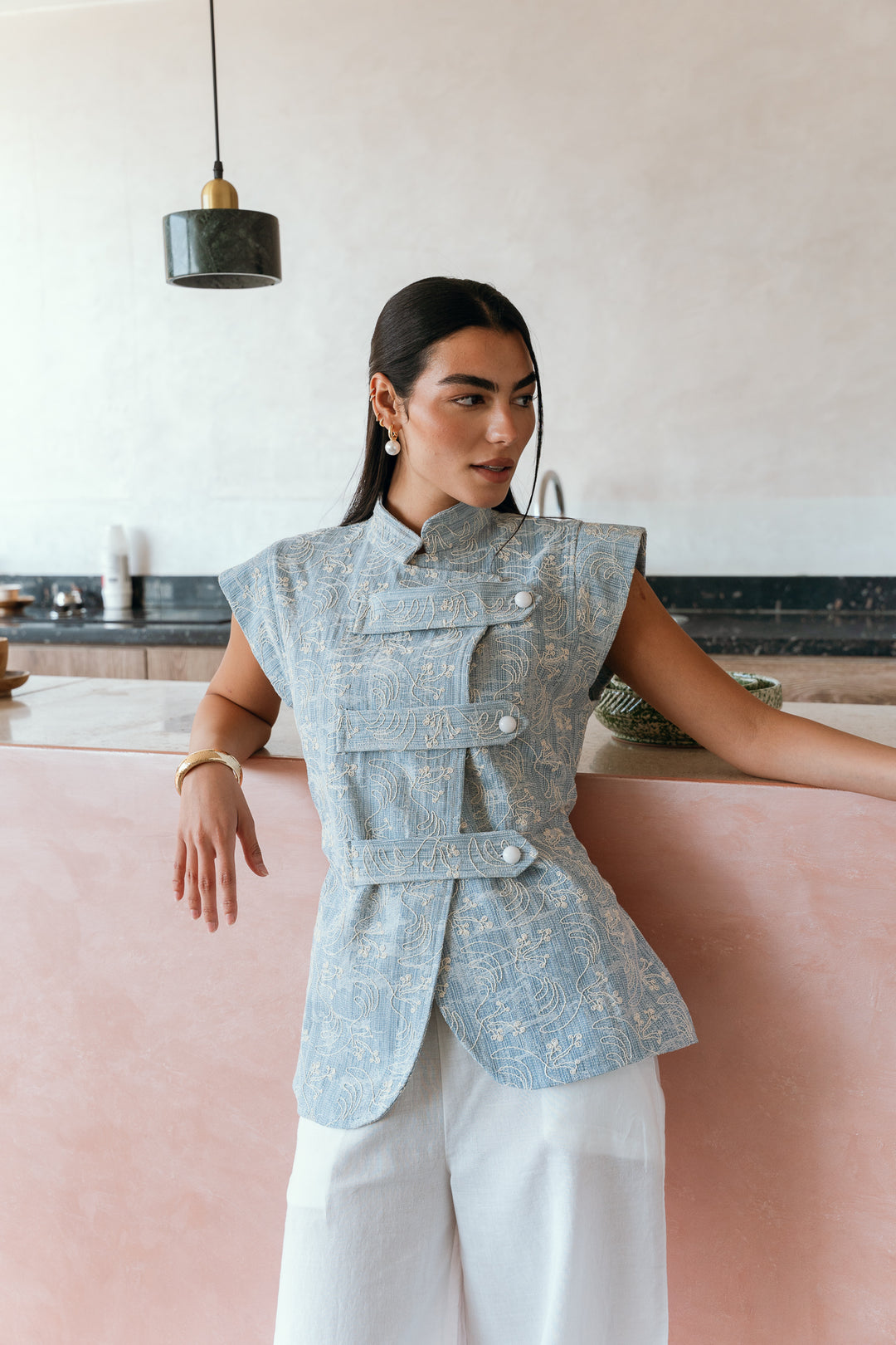 Daisy indigo vest
