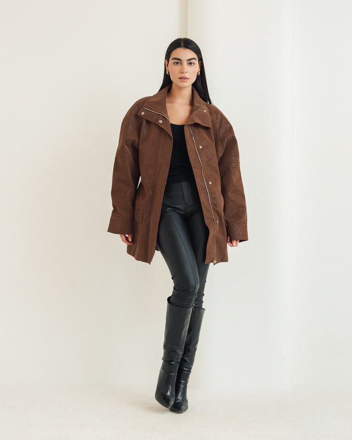 The Saddle Leather Jacket in Brown