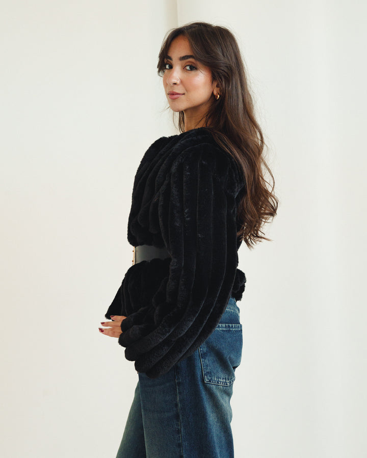 The Royal Fur Jacket in Black