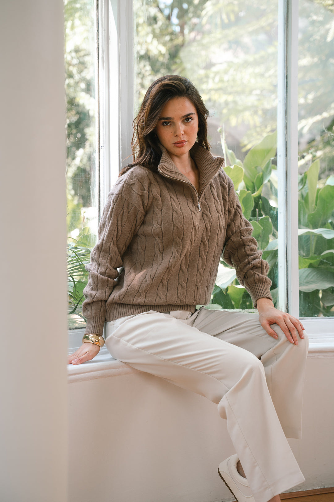The Cable Knit Sweater in mocha