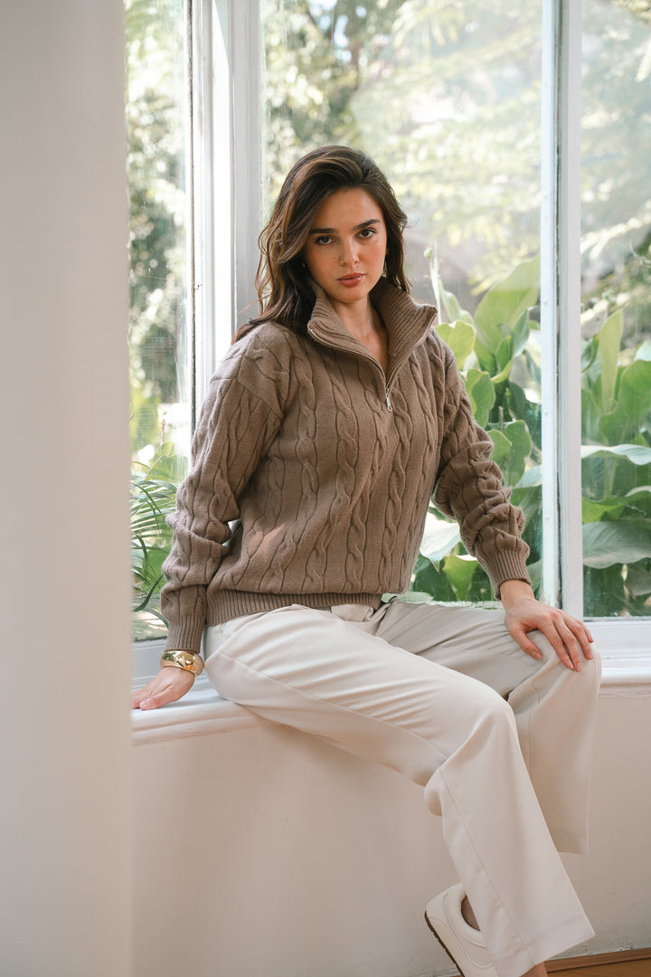 The Cable Knit Sweater in mocha