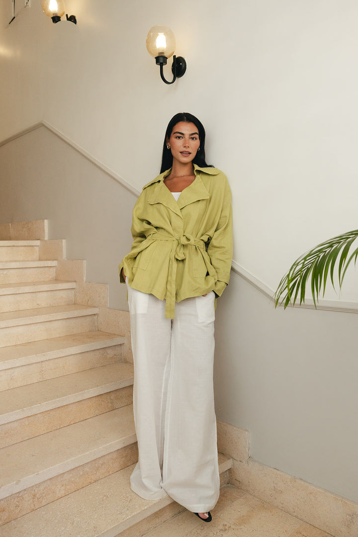 Raw cardigan in bright lime