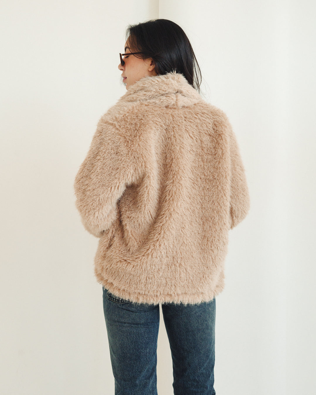 Wild Fur Jacket in Beige