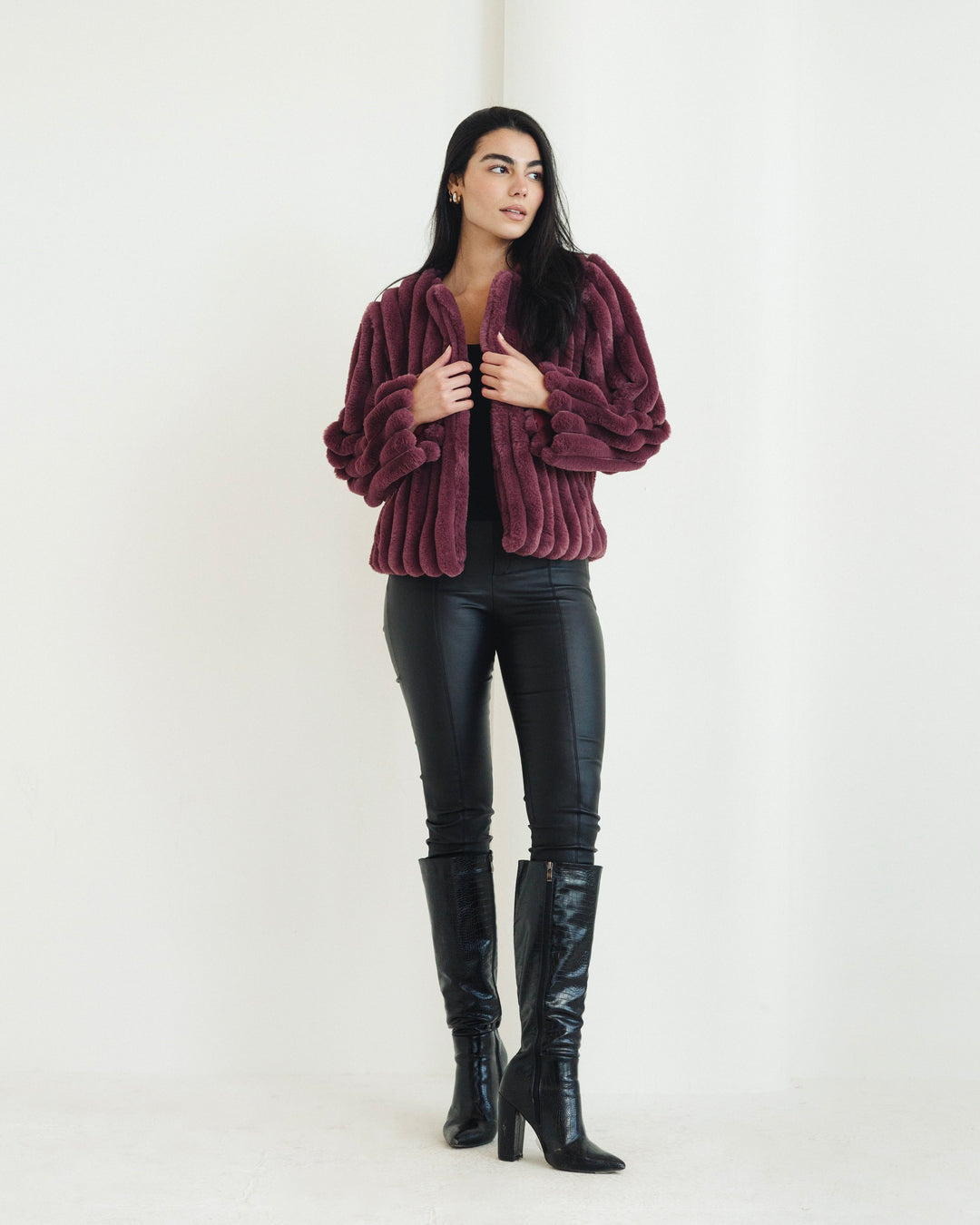 The Royal Fur Jacket in Deep Berry