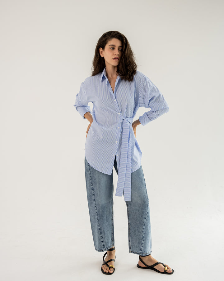 Crystal Tie Striped Shirt