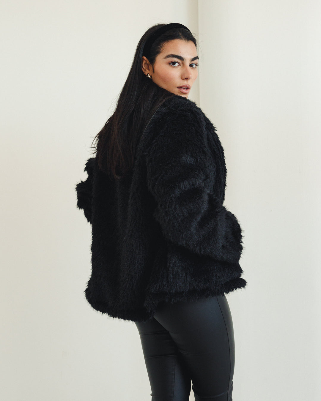 Wild Fur Jacket in Black