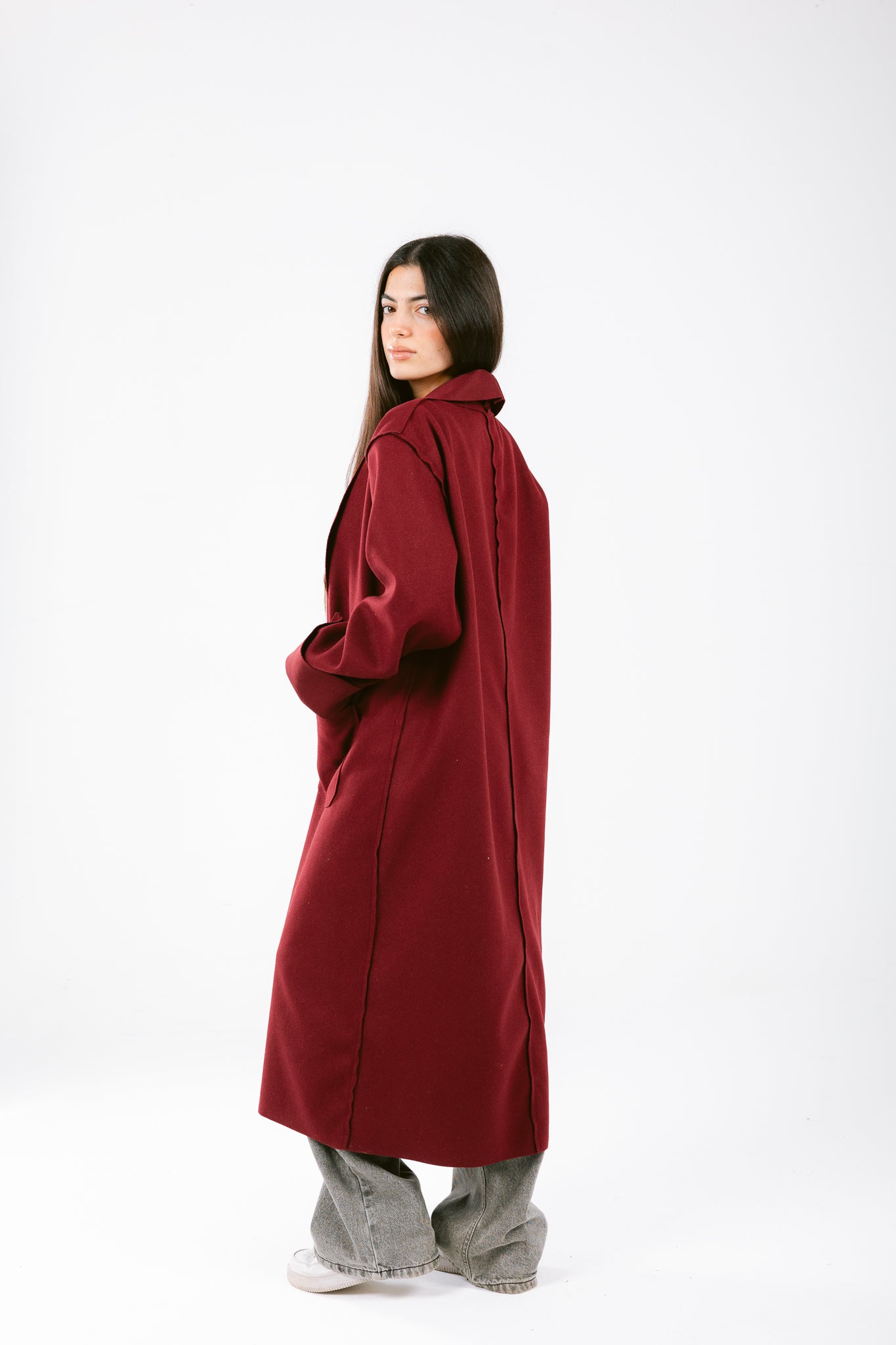 Wool burgundy coat