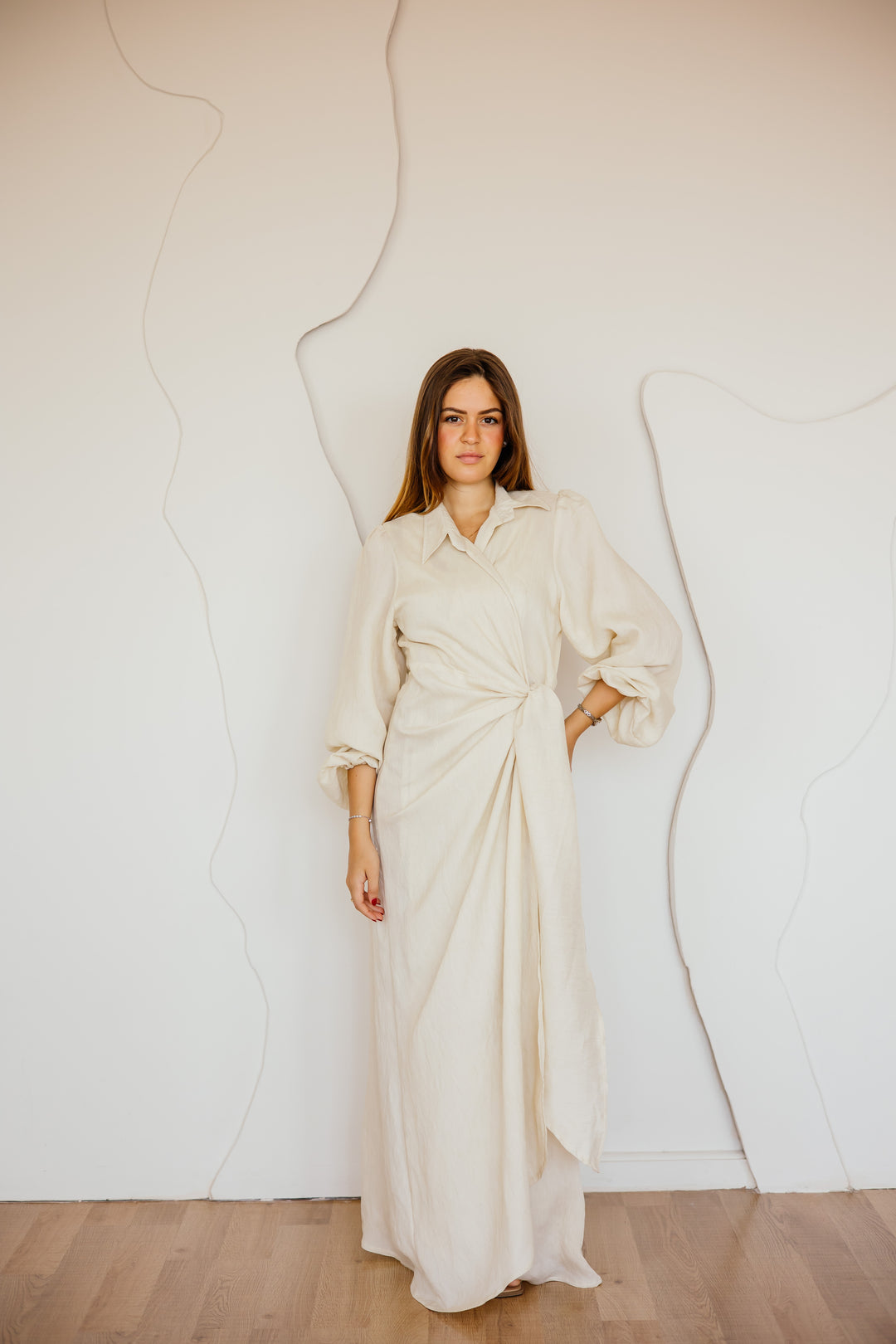 Serena Dress In Golden Beige