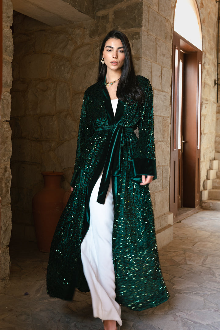 The Statement Velvet Cardigan – Emerald Green