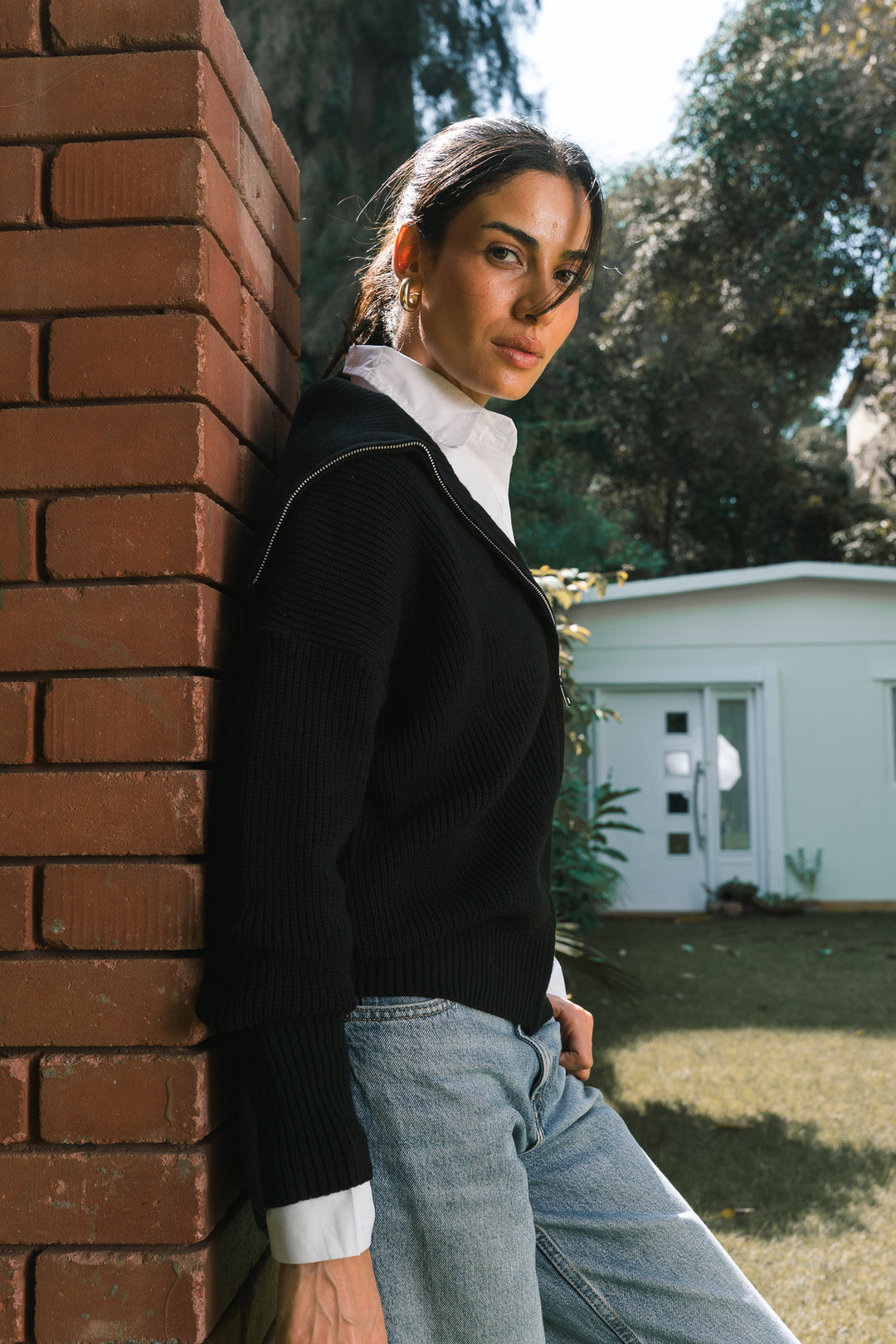 Premium chunky knit jumper - black