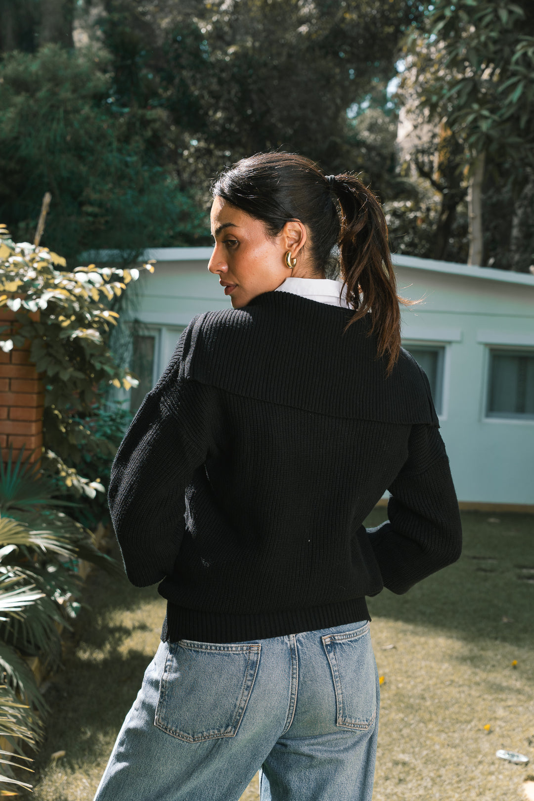Premium chunky knit jumper - black
