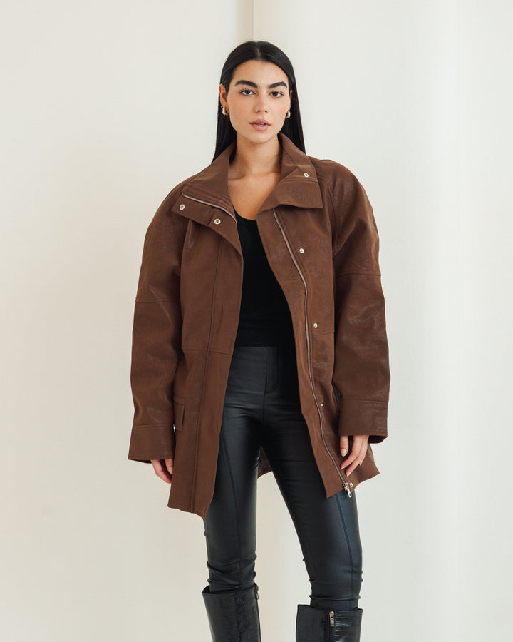 The Saddle Leather Jacket in Brown