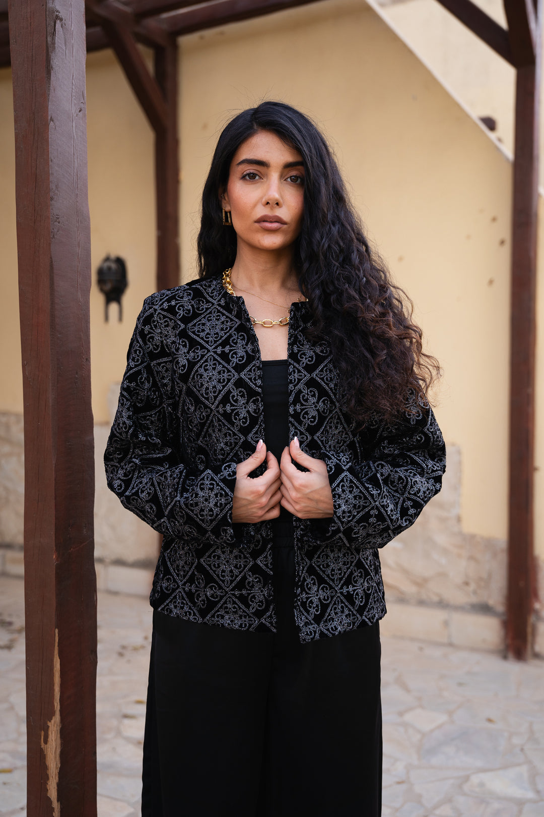 Soft power velvet blazer - silver