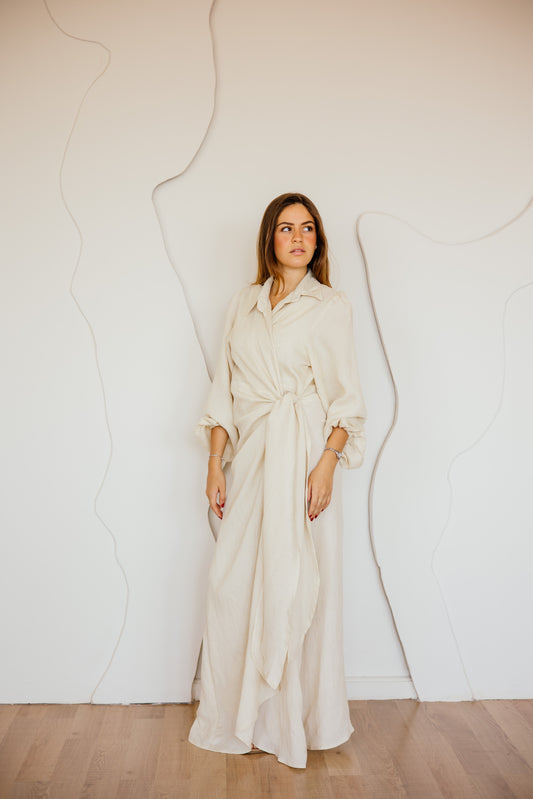 Serena dress in golden beige