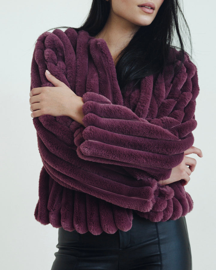 The Royal Fur Jacket in Deep Berry