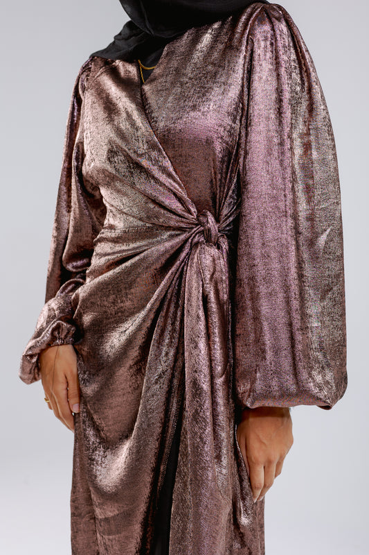 Shimmer Drape Gown in Rose-gold